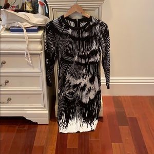 Karen Millen black and white knitted dress size 3